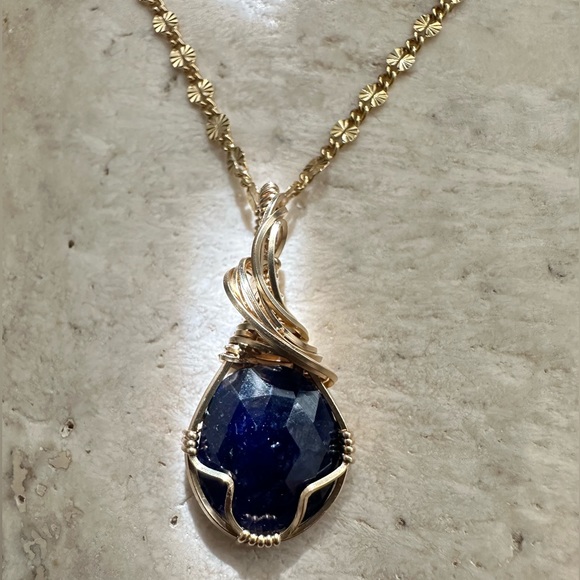 artifice jewelry Jewelry - 14k Gold Filled Blue Sapphire Necklace Pendant